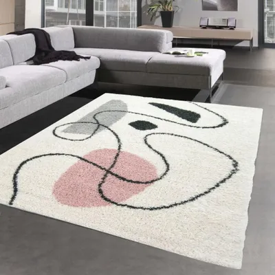 Immagine prodotto di Tappeto di design con motivi astratti in rosa crema Dimensioni - 200 x 290 cm