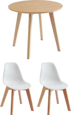 Produktbild von LOULOUNE Kindertischset + 2 Stühle LILINOU - Natur und weiß