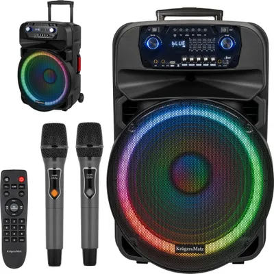 Produktbild von Kabellose Lautsprechersäule 2x Mikrofon UHF SD Bluetooth FM USB LED 60 W