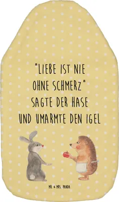 Produktbild von Mr. & Mrs. Panda Wärmflasche Hase Igel - Gelb Pastell - Geschenk, Bettflasche, Plüsch, Herzschmerz, Wärmflaschen, mit Bezug, Wärmekissen, Lustige Sprüche, Liebeskummer