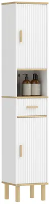 Produktbild von Schmaler Badezimmerschrank mit verstellbaren Einlegeb?den, Schublade und offenem Fach, 31,5 x 29,7 x 171,5 cm, wei?