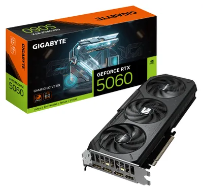 Productafbeelding van GIGABYTE GeForce RTX 5060 GAMING OC V2 8G, GeForce RTX 5060, 8 GB, GDDR7, 128-bit, 7680 x 4320 pixels, PCI Express 5.0