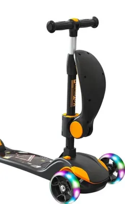 Produktbild von BremToy Kinderroller mit LED-Rädern, Scooter mit höhenverstellbarem Lenker, faltbarer Kickscooter für Kinder von 1-14 Jahren, Gelb