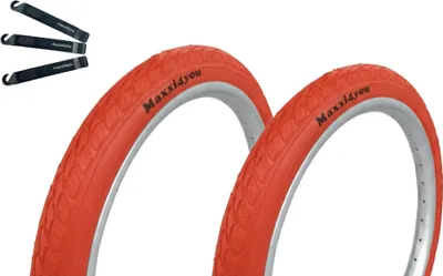 Image de Pneus de vélo Maxxi4you 2 x HY-159 en rouge 47-406 (20 x 1.75) y compris démonte-pneus maxxi4you