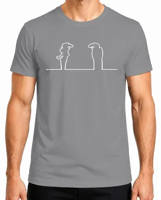 Immagine prodotto di T-shirt da uomo, linea "Strichmännchen Balum Osvaldo Zeichentrick Cavandoli", colore grigio, taglia S