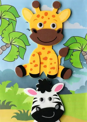 Obrázok produktu pre GLOREX nálepka z penovej gumy 3D zebra žirafa 11,5x12,5cm, samolepiaca