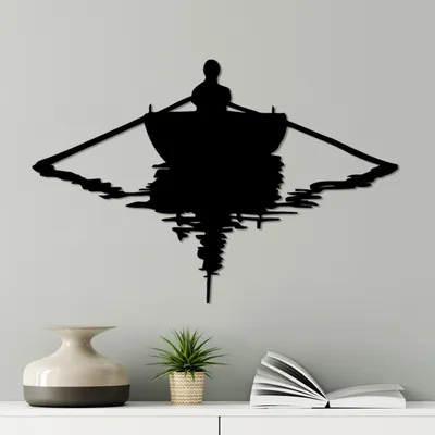 Immagine prodotto di Wallity, barca, accessorio decorativo da parete in metallo, nero, 100 % METALLO, 40 x 60 cm