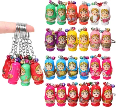 Productafbeelding van Stuks matroschka sleutelhangers houten karikatuur - Zoals getoond - Russische nestpoppen kleine