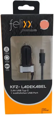Image de felixx Chargeur de voiture Connecteur USB Typ-C + port USB supplémentaire