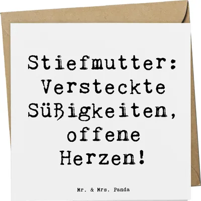 Produktbild von Mr. & Mrs. Panda Glückwunschkarte Spruch Stiefmutter Herzen - Weiß - Geschenk, Humor, doppelkarte, faltkarte, Verwandte, Bonusmutter, Klappkarte, Grußkarte, Herz, Familie