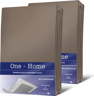 Produktbild von 2er Pack Winter Spannbettlaken 180x200 - 200x200 cm taupe Flausch Warm Fleece