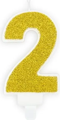 Immagine prodotto di Candela numero "2" Oro glitterato