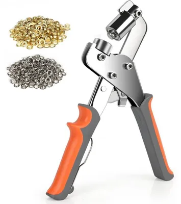 Produktbild von Ösenzange Set mit 500 Ösen (Innen-Ø 10mm) und Hand-Ösen-Setzwerkzeug für Planen, Stoffe, Leder