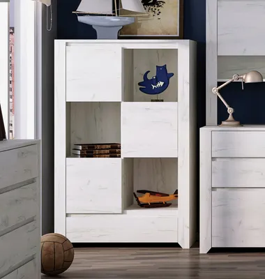 Immagine prodotto di Armadio a 3 ante con cassetto in rovere bianco larghezza 84 cm