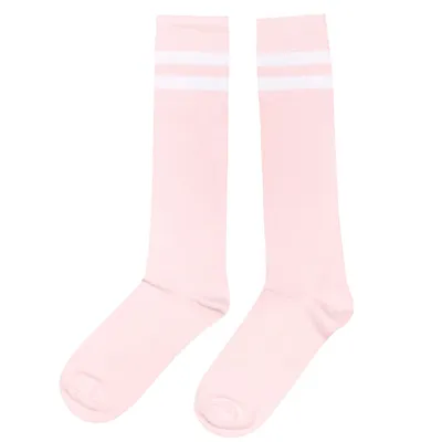 Produktbild von Damen Kniestrümpfe aus Baumwolle Zwei Ringel Rosa-Creme Größe 39-42