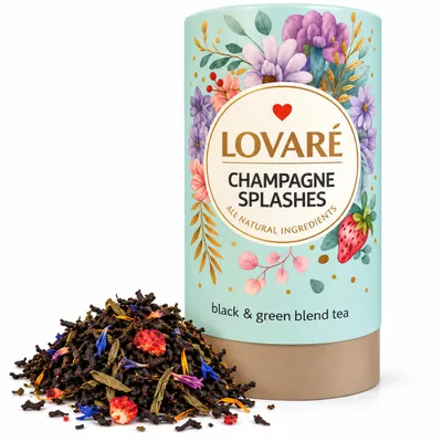Image de Thé Lovare "Splashes Champagne" mélange de thé noir et vert 80g