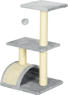 Obrázek produktu pro Kočičí strom 72 cm kočičí věž s plyšovými míčky, sisalové sloupky, platforma, škrabadlo světle šedé