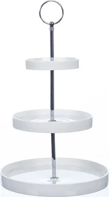 Zdjęcie produktu dla Etażerka porcelanowa okrągła 3-poziomowa biała