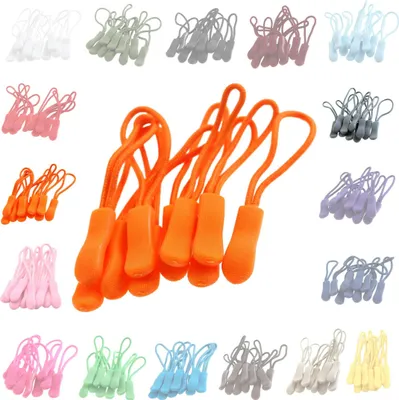 10 Zipper Schlaufen für Reißverschlüsse orange