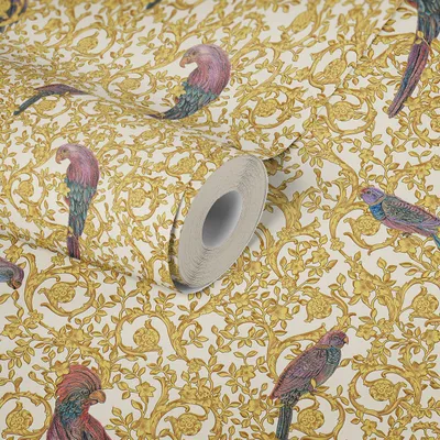 Zdjęcie produktu dla Złota, miedziana, biała tapeta z włókniny VERSACE (1028867)