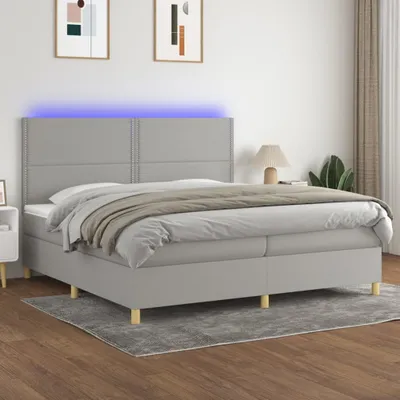 Produktbild von Maison Exclusive - Boxspringbett mit Matratze & LED Hellgrau 200x200 cm Stoff