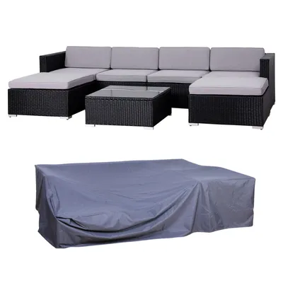 Produktbild von SVITA LUGANO Gartenlounge Set mit Abdeckhaube Gartenmöbel Gartensofa Schwarz