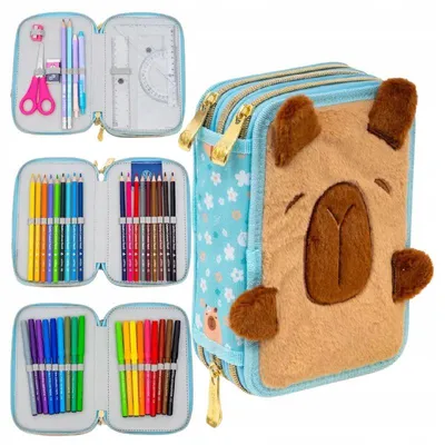 Immagine prodotto di Astuccio Triplio Per Scuola, Con Tre Scomparti E Accessori Scolastici, Marca Astra Fluffy