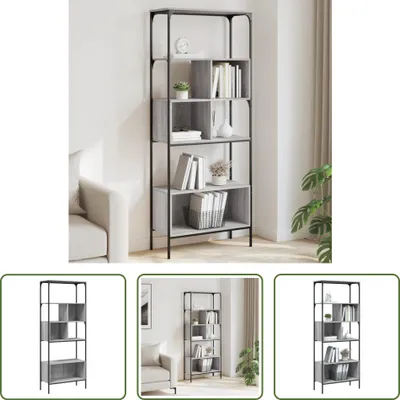 Produktbild von The Living Store Bücherregal 5 Böden Grau Sonoma 76x33x188,5 cm Holzwerkstoff