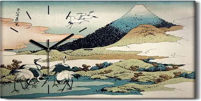 Produktbild von Dekor Leinwand Uhr Wandbilder 60x30 Gemälde Berg Tier Vögel Japanische - schwarze Hände