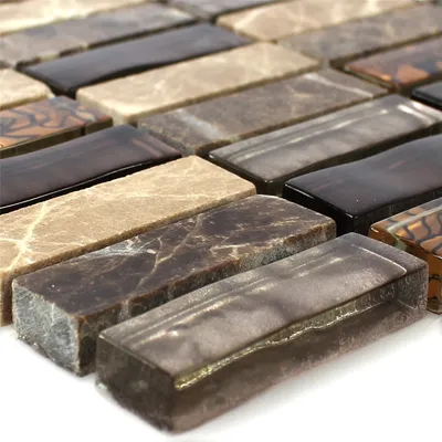 Produktbild von Mosaikfliesen Glas Naturstein Beige Braun