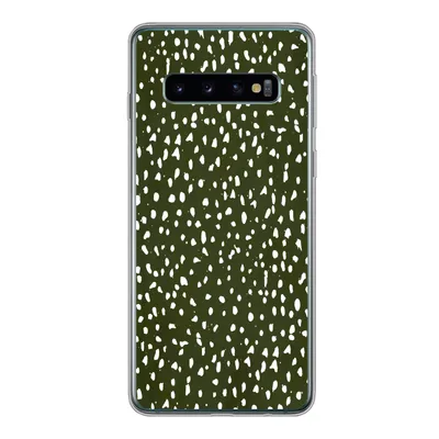 Produktbild von MuchoWow® Handyhülle Schutzhülle Hülle für Samsung Galaxy S10 Polka dots - Weiß - Schwarz Silikon Softcase Handy Hülle - Handytasche