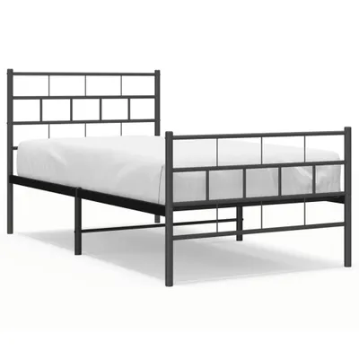 Obrázek produktu pro Postel s čelem a podnožkou kovová černá 107x203 cm