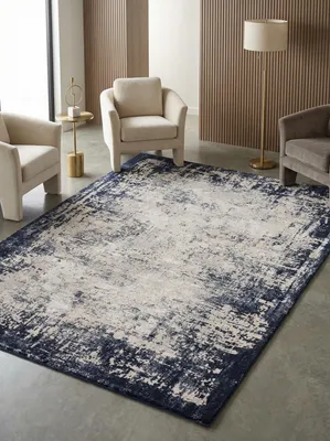 Velours-Teppich mit Abstrakt-Bordüren-Design_Dunkelblau_Kunstfasermischung_Pflegeleicht Strapazierfähig - TIBER-Rieti_#sku_BARKKUZA1201700001-BARKKUZA1602300001-BARKKUZA2002900001#