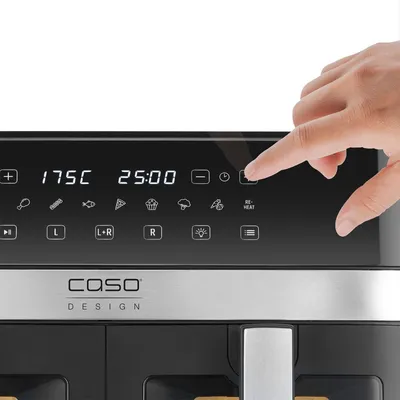 Produktbild von Caso 3186 AirFry Duo Chef Doppel-Heißluftfritteuse, Farbe:Schwarz/Silber