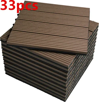 Produktbild von 33 Stück WPC Terrassenfliesen Terrassendielen Fliese Klickfliesen in Holzoptik Bodenbelag Braun