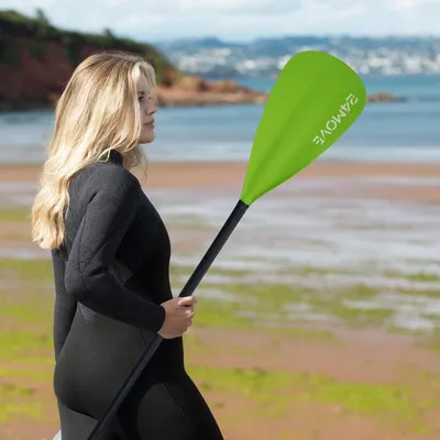 Produktbild von 24MOVE® Paddel Doppelpaddel 2in1 Stechpaddel für SUP Stand Up Board, Kajak, leicht aus Aluminium 230cm, verstellbar grün