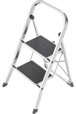Klapptritt 2 Stufen, Aluminium, 150 kg, 0,46 m Höhe, Grau