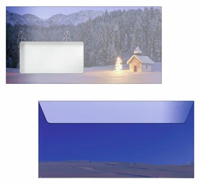 Productafbeelding van Kerstbriefomslagen Christmas Chapel DIN lang 50 stuks