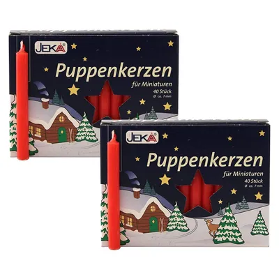 Produktbild von 2 Päckchen - EWA Jeka - 80 Puppenkerzen - Ø 7 mm Länge 65 mm - 40 / 100 Rot