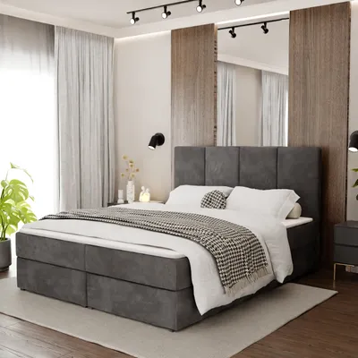 Obrázok produktu pre Muralo Textilná Postel 160X200 Vyholovaná Dvojposť S Materiálom Grafit