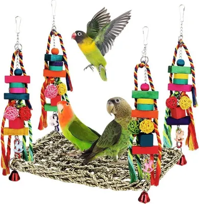 Produktbild von Vogelspielzeug Hängematte Seegras Schaukel Holzspielzeug Lovebirds Sittiche