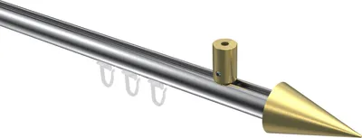 Produktbild von Interdeco Innenlaufstange / Gardinenstange mit Innenlauf Chrom / Messing-Optik, Typ Sonius Savio (Kegel) Deckenmontage, 20 mm Ø 1-läufig, 160 cm