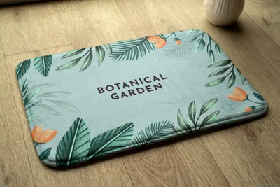 Produktbild von Badteppich Saugfähige - Badezimmer Teppich - Rutschfester Badvorleger Badematte - 75x45 cm - Pflanzenmuster