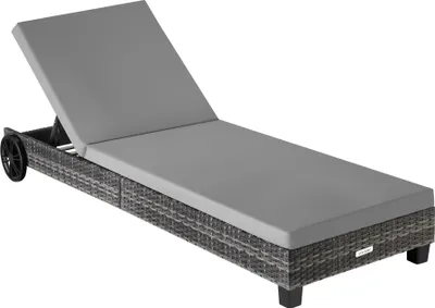 Image de Chaise longue en rotin Ancona, réglable sur 5 positions - gris