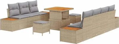 Produktbild von vidaXL Gartensofa-set 10 stk. 9-Sitzanzahl Beige Poly Rattan