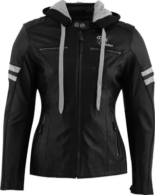 Produktbild von Rusty Stitches Super Joyce Hooded Damen Motorrad Lederjacke