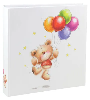 Produktbild von Cat & Bears Fotoalbum 30x30 cm 100 weiße Seiten Baby Kinder Foto Album Fotobuch - Farbe: Ballon