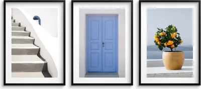 Obrázek produktu pro Elegantní plakáty do obývacího pokoje Minimalistický styl Santorini Řecko 3x30x40