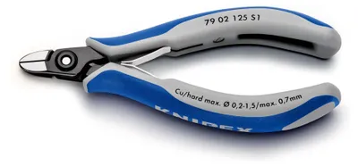 Produktbild von Knipex 79 02 125 S1, Diagonale Zange, Blau, Grau, 125 mm, 59 g
