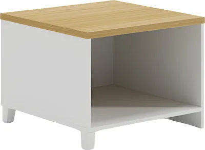 Produktbild von Beistelltisch Modern Weiß mit Holzplatte Minimalistisch praktischer Stauraum